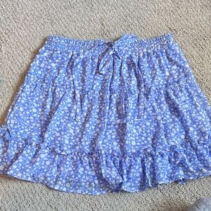 Sienna Sky Blue and White Floral Mini Skirt